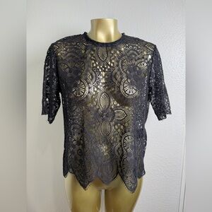 Sandro Charcoal Lace Blouse 2